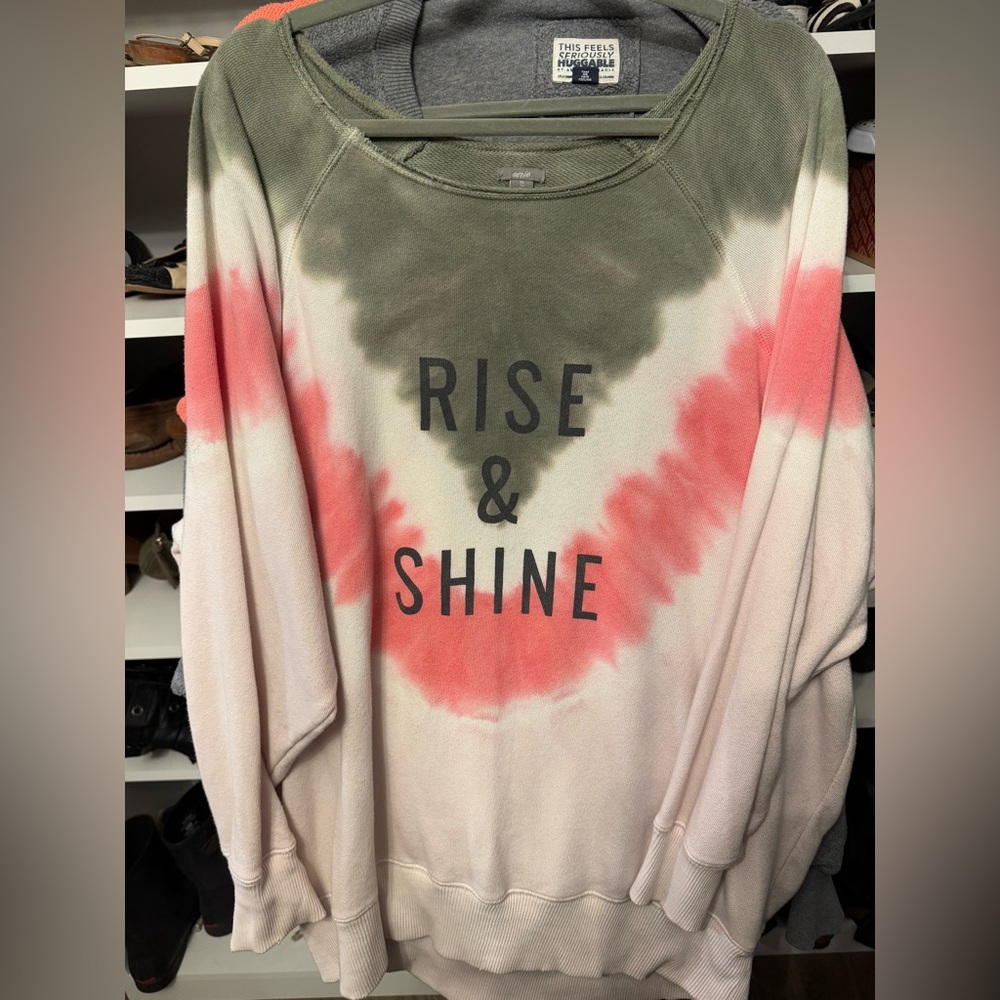 Aerie Pink Tie Dye Rise & Shine Oversized Sweatshirt XL